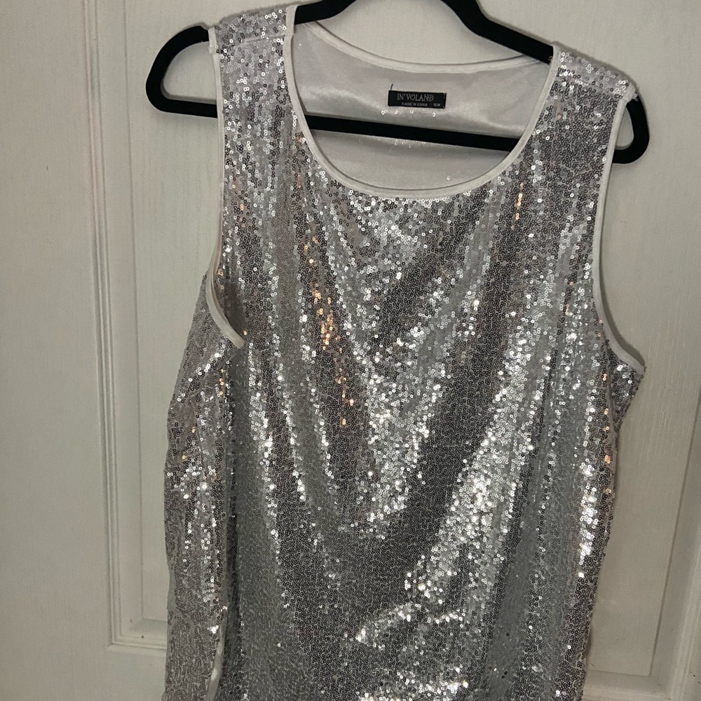Silver sequin top